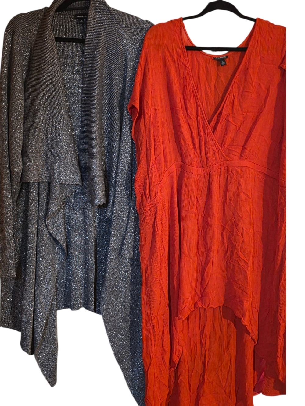 torrid plus size 5xl bundle red tunic and shiny carridgan Euc